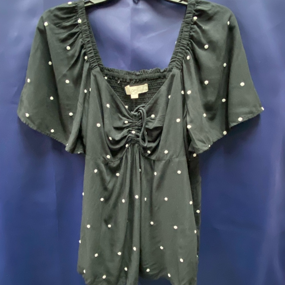 LOFT Black and White Polka Dot Blouse